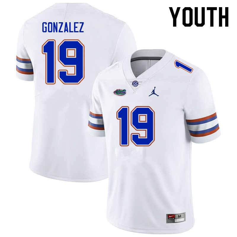 Youth #19 Alex Gonzalez Florida Gators College Football Jerseys Sale-White - Click Image to Close